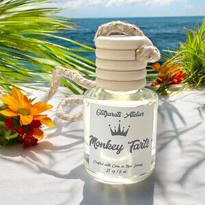 Monkey Farts Hanging Glass Car Oil Diffuser Freshener 8ml